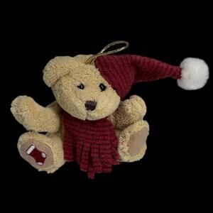 Hugfun Christmas Bear Ornament Plush Hanging Teddy Red Hat Scarf 6 in Toy